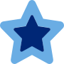 Blue icon of a five pointed star