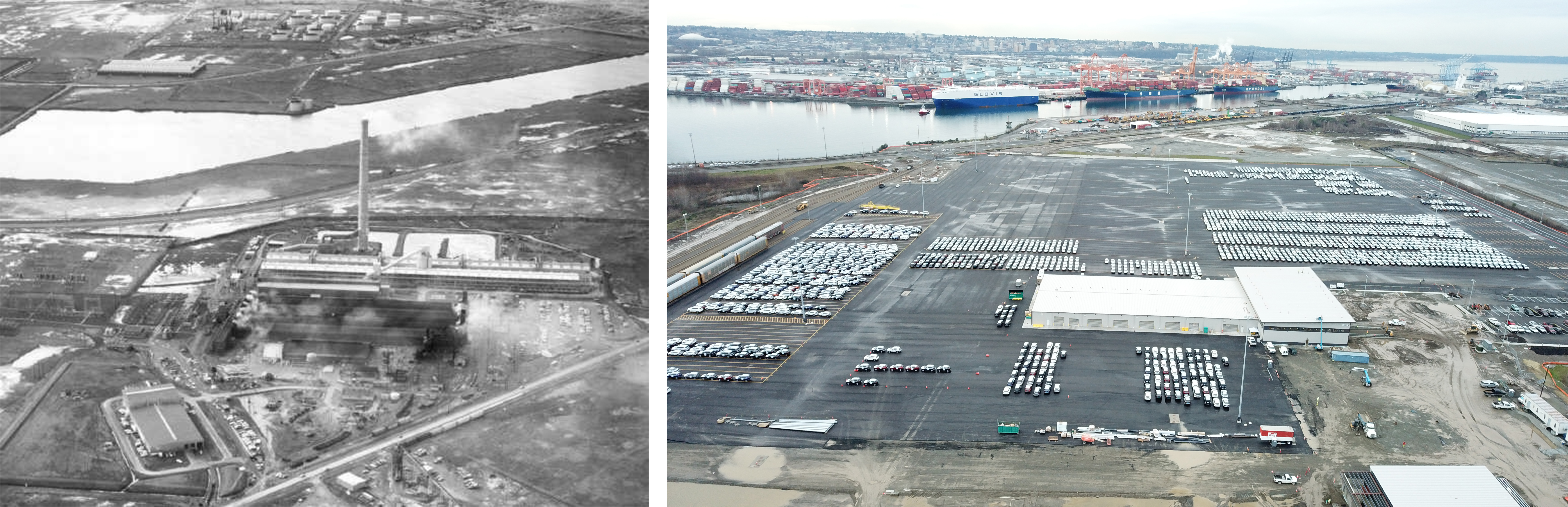 Before and after photo of a former Kaiser smelter
